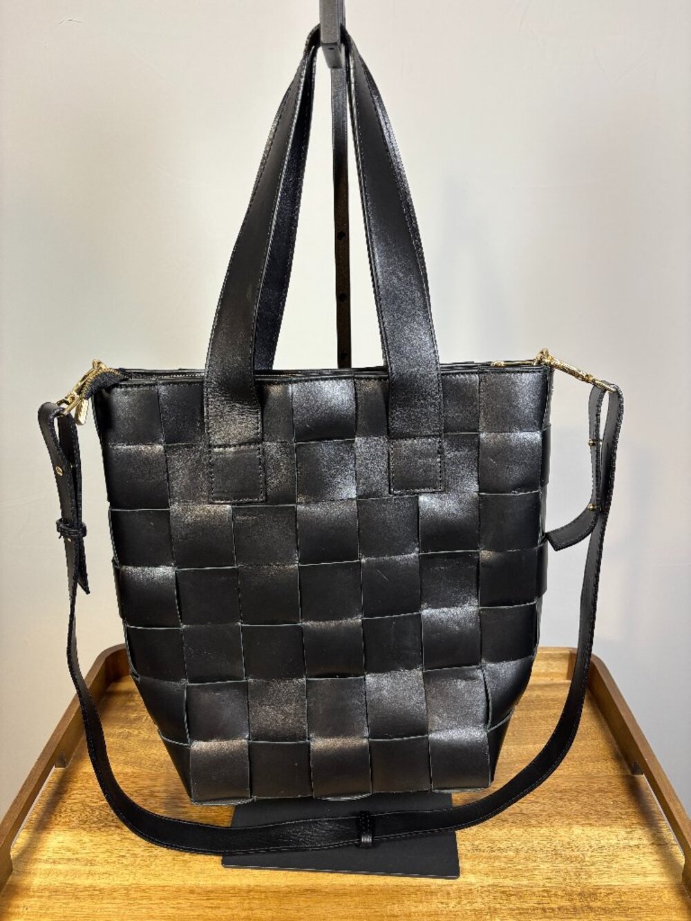 Roberta Rossi Milano Black Woven Leather Large Bucket Bag Italy